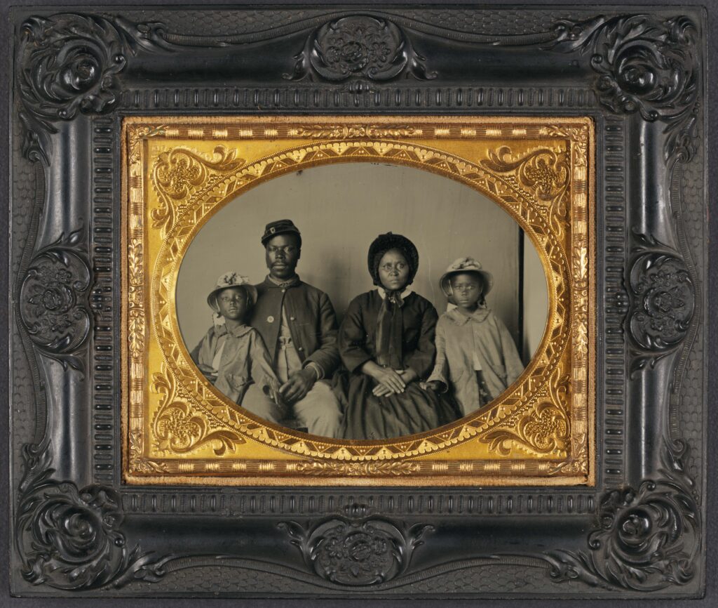 Black Union Officer with Wife and Children